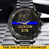 Personalisierte Australian Police Thin Blue Line-Uhr mit individuellem Namen und Ausweis, bedruckt